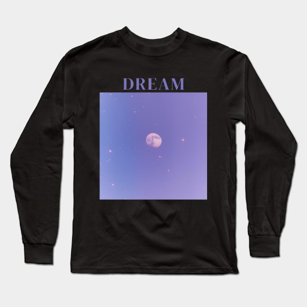 "Lunar Dreamscape - Mystical Moonlit Sky, Aesthetic 'Dream' T-shirt, Tranquil and Inspiring Unisex Tee, Celestial Beauty in Purple and Blue Gradient" Long Sleeve T-Shirt by OpticalShirts